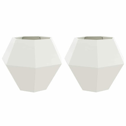 Fioriera 2 pcs Bianco 100 x 100 x 80 cm Acciaio