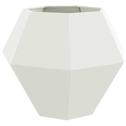 Fioriera 2 pcs Bianco 100 x 100 x 80 cm Acciaio