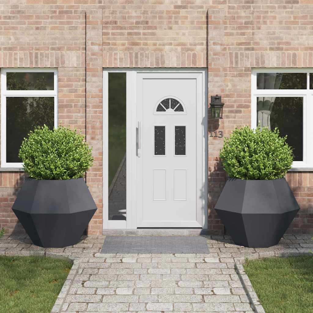 Fioriera 2 pcs Antracite 100 x 100 x 80 cm Acciaio