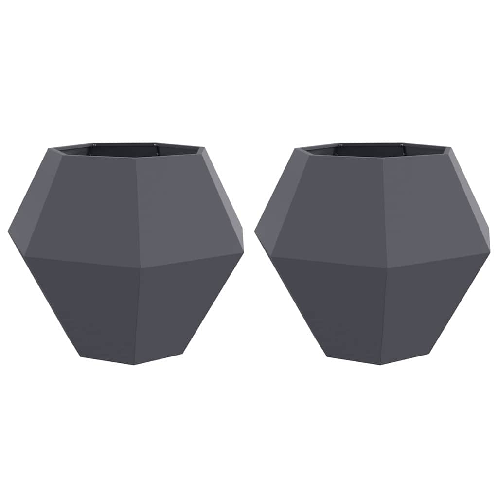 Fioriera 2 pcs Antracite 100 x 100 x 80 cm Acciaio