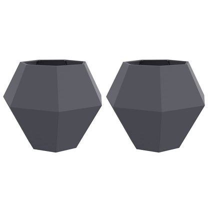 Fioriera 2 pcs Antracite 100 x 100 x 80 cm Acciaio