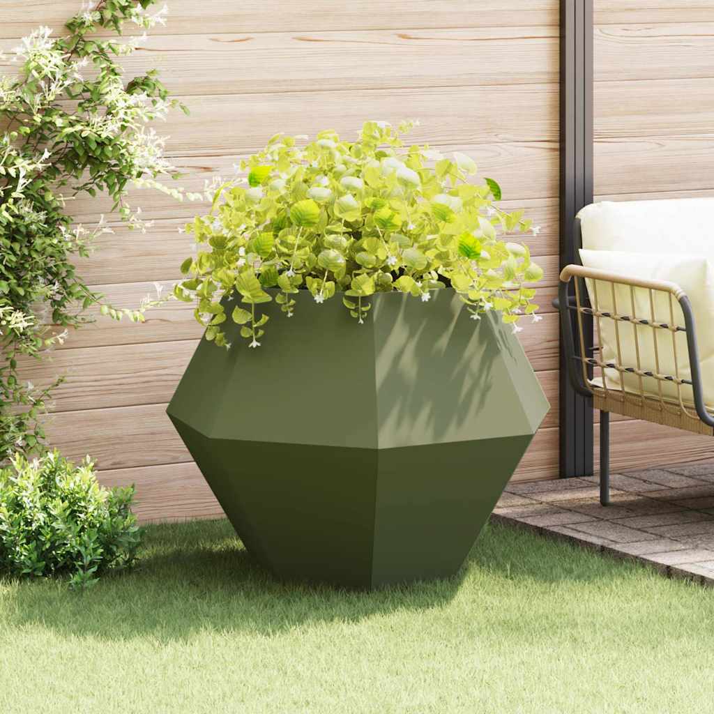 Fioriera Verde oliva 100 x 100 x 80 cm Acciaio