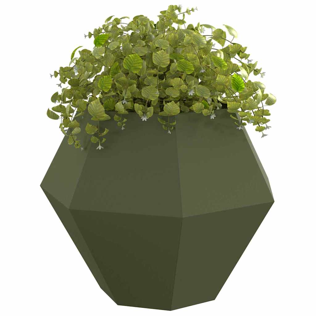 Fioriera 2 pcs Verde oliva 100 x 100 x 80 cm Acciaio