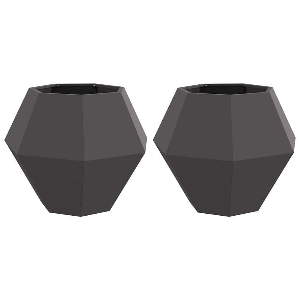 Fioriera 2 pcs Nero 75 x 75 x 60 cm Acciaio