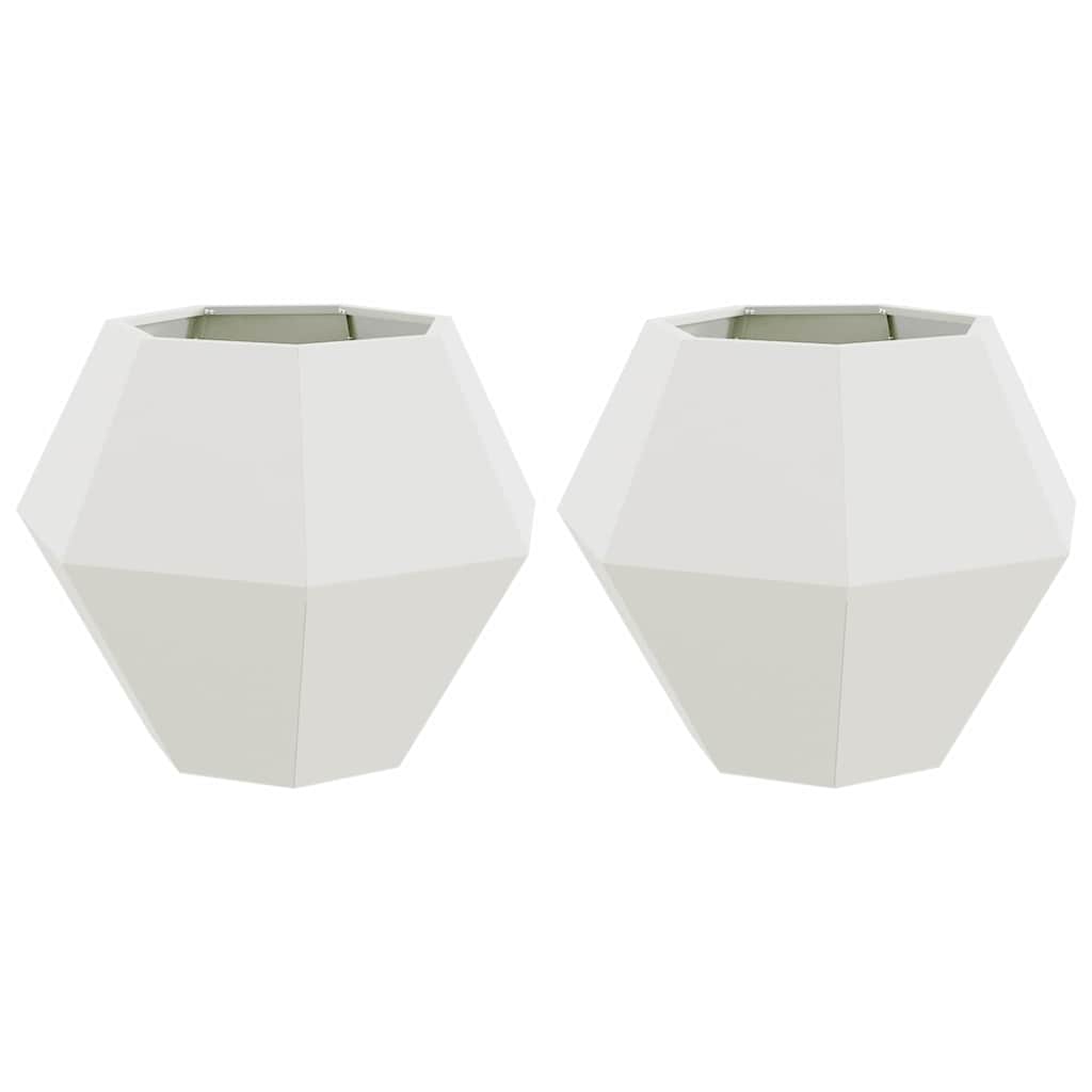 Fioriera 2 pcs Bianco 75 x 75 x 60 cm Acciaio