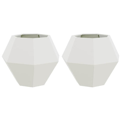 Fioriera 2 pcs Bianco 75 x 75 x 60 cm Acciaio