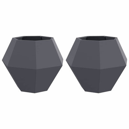 Fioriera 2 pcs Antracite 75 x 75 x 60 cm Acciaio