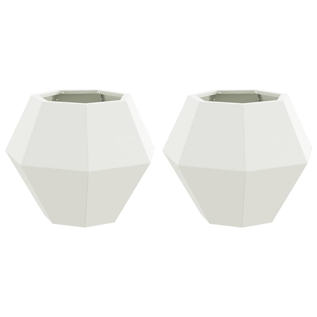 Fioriera 2 pcs Bianco 50 x 50 x 40 cm Acciaio