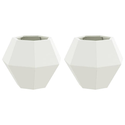 Fioriera 2 pcs Bianco 50 x 50 x 40 cm Acciaio
