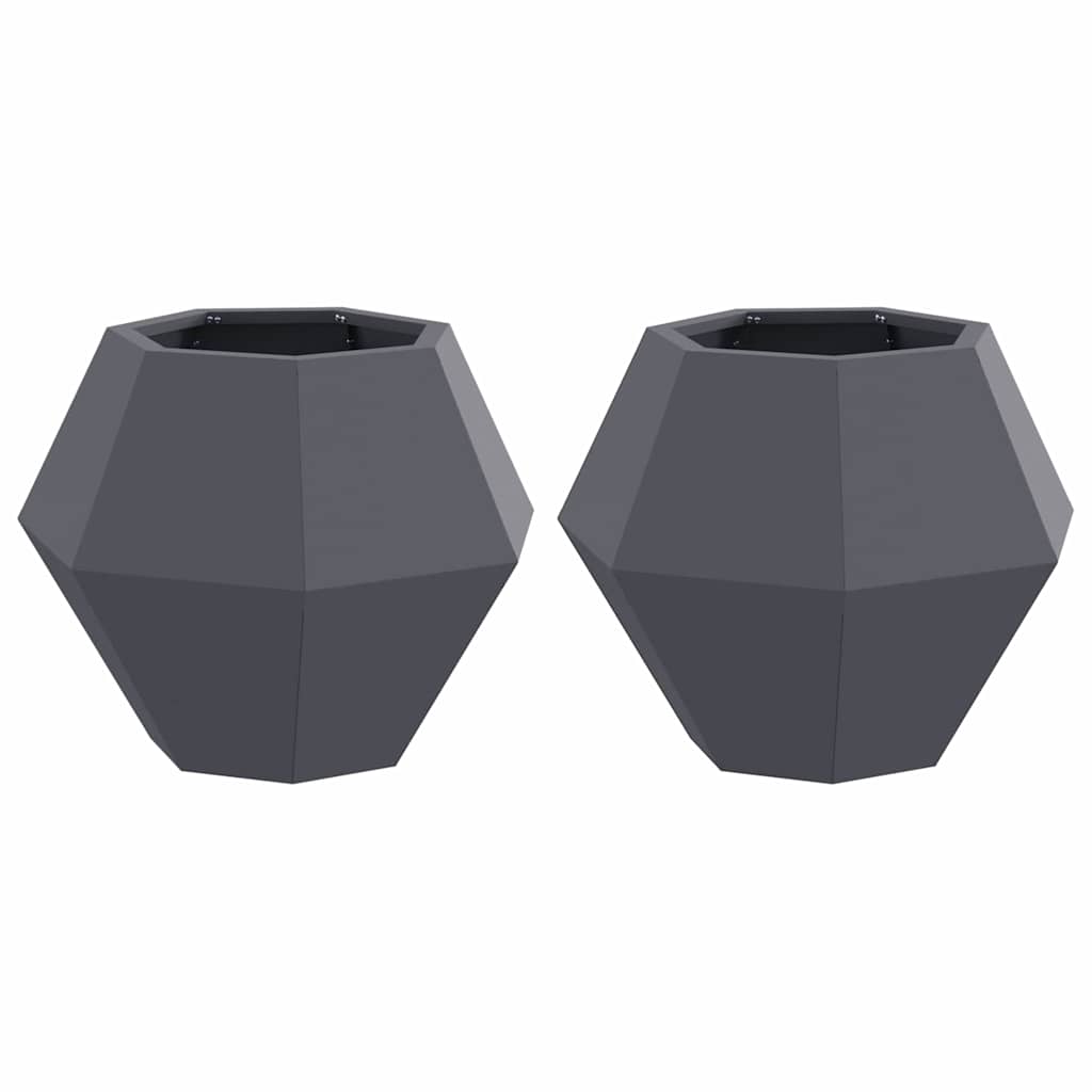 Fioriera 2 pcs Antracite 50 x 50 x 40 cm Acciaio