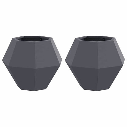 Fioriera 2 pcs Antracite 50 x 50 x 40 cm Acciaio