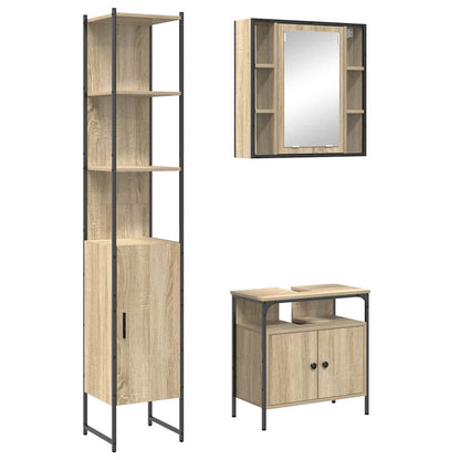 Set di mobili per il bagno con lo scaffale 3 pcs Rovere Sonoma