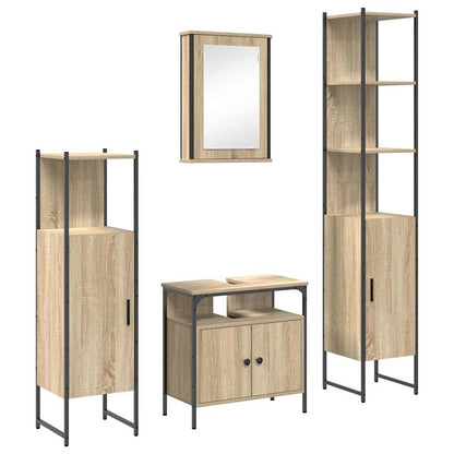 Set di mobili per il bagno con lo scaffale 4 pcs Rovere Sonoma