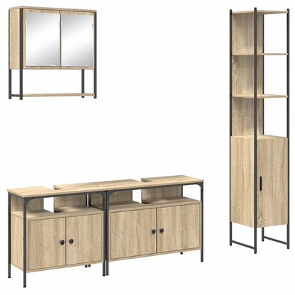 Set di mobili per il bagno con lo scaffale 4 pcs Rovere Sonoma