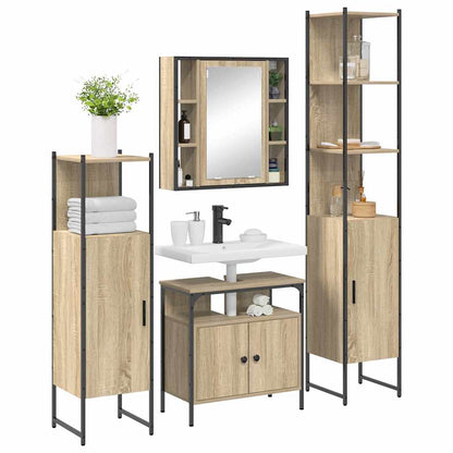 Set di mobili per il bagno con lo scaffale 4 pcs Rovere Sonoma