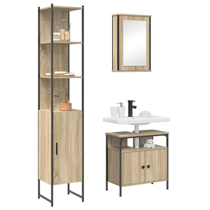 Set di mobili per il bagno con lo scaffale 3 pcs Rovere Sonoma