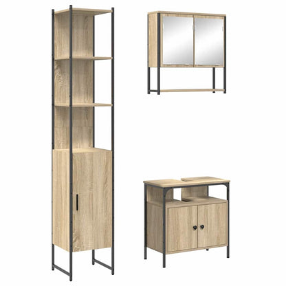 Set di mobili per il bagno con lo scaffale 3 pcs Rovere Sonoma