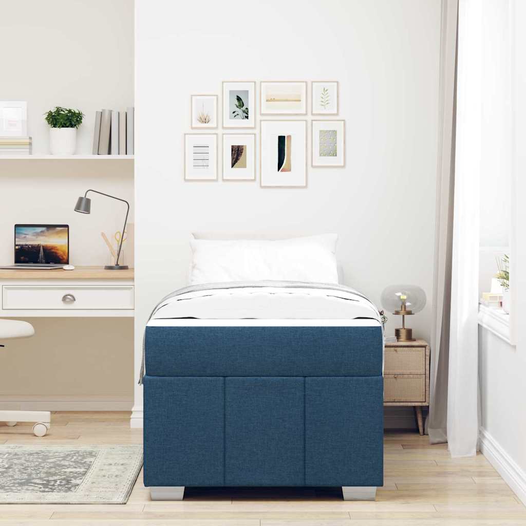 Struttura del letto con materasso Blu 90 x 200 cm Tessuto