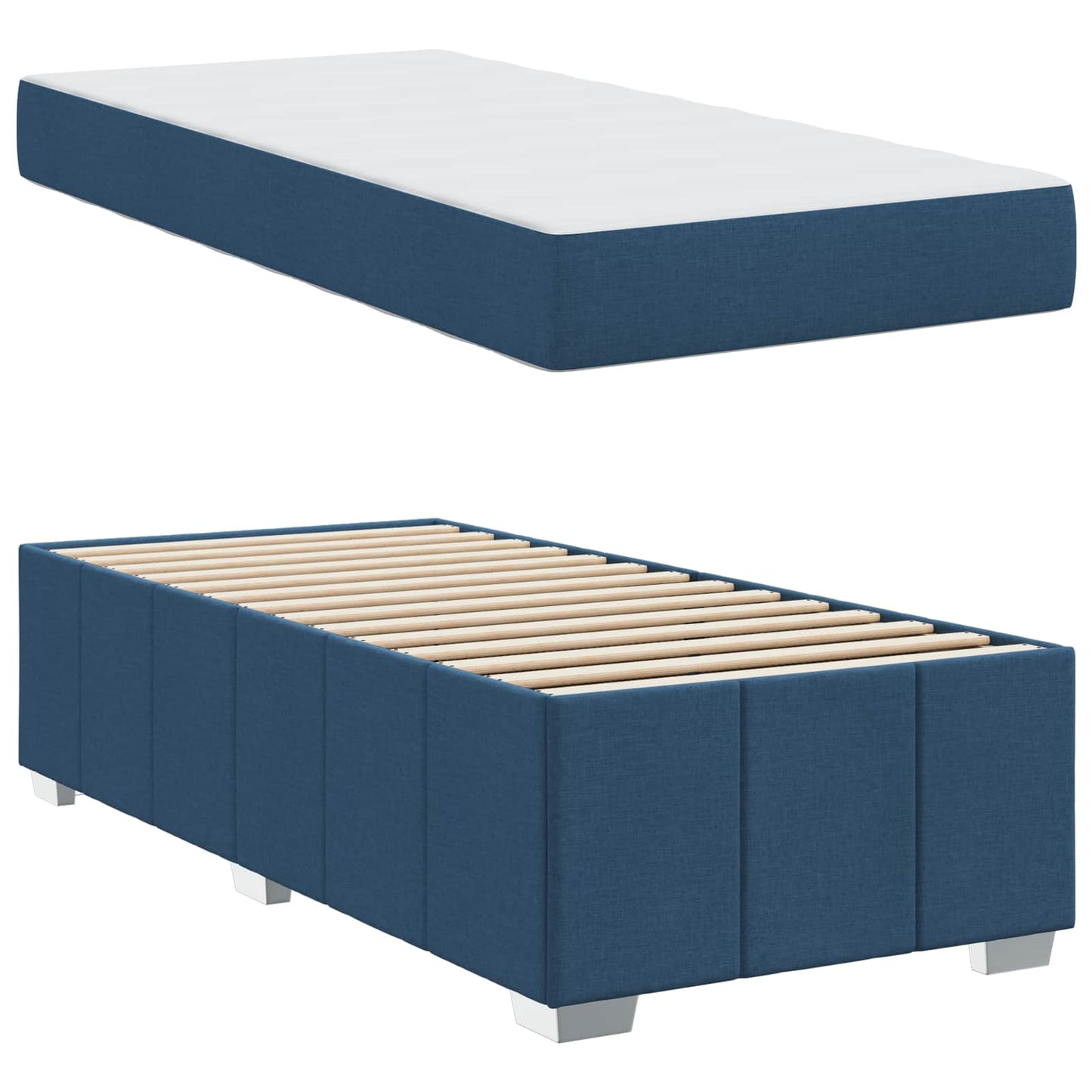 Struttura del letto con materasso Blu 90 x 200 cm Tessuto
