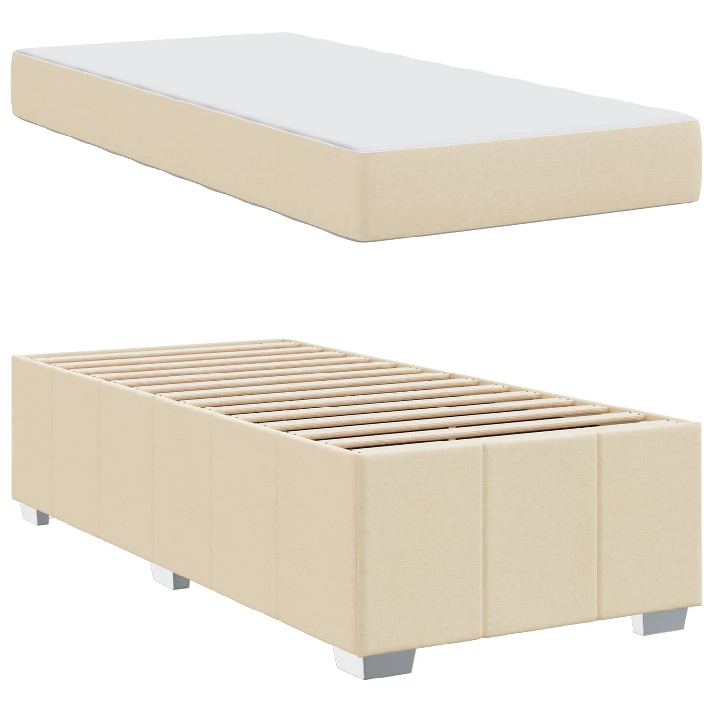 Struttura del letto con materasso Crema 100 x 200 cm Tessuto