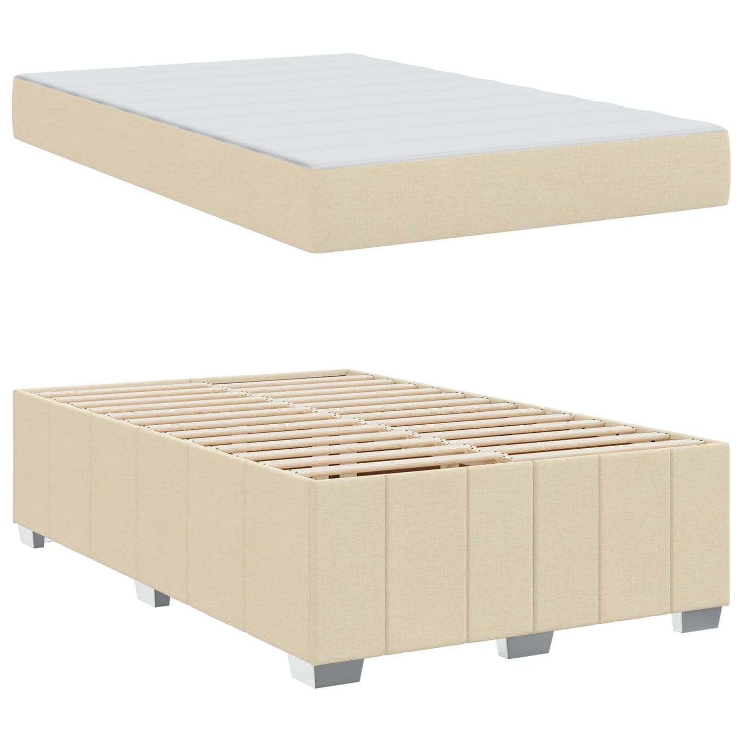 Struttura del letto con materasso Crema 120 x 200 cm Tessuto