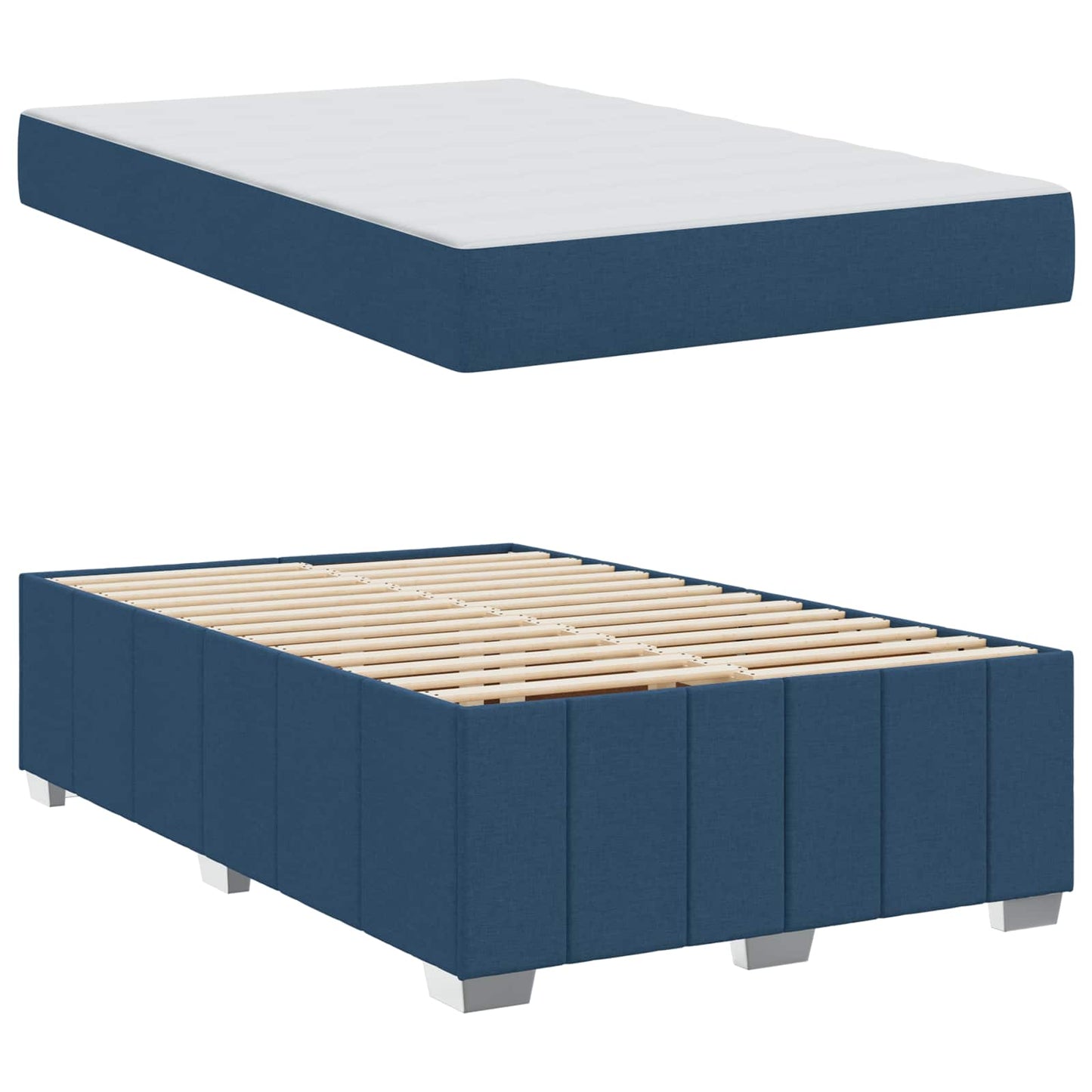 Struttura del letto con materasso Blu 120 x 200 cm Tessuto