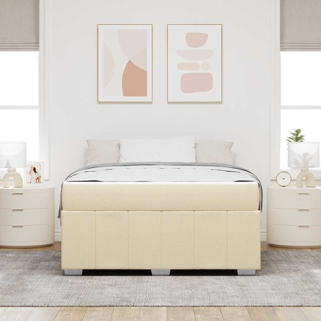 Struttura del letto con materasso Crema 140 x 200 cm Tessuto