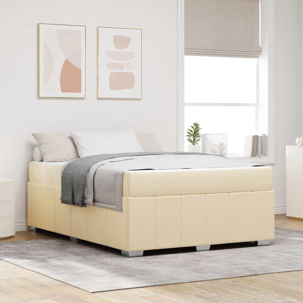 Struttura del letto con materasso Crema 160 x 200 cm Tessuto