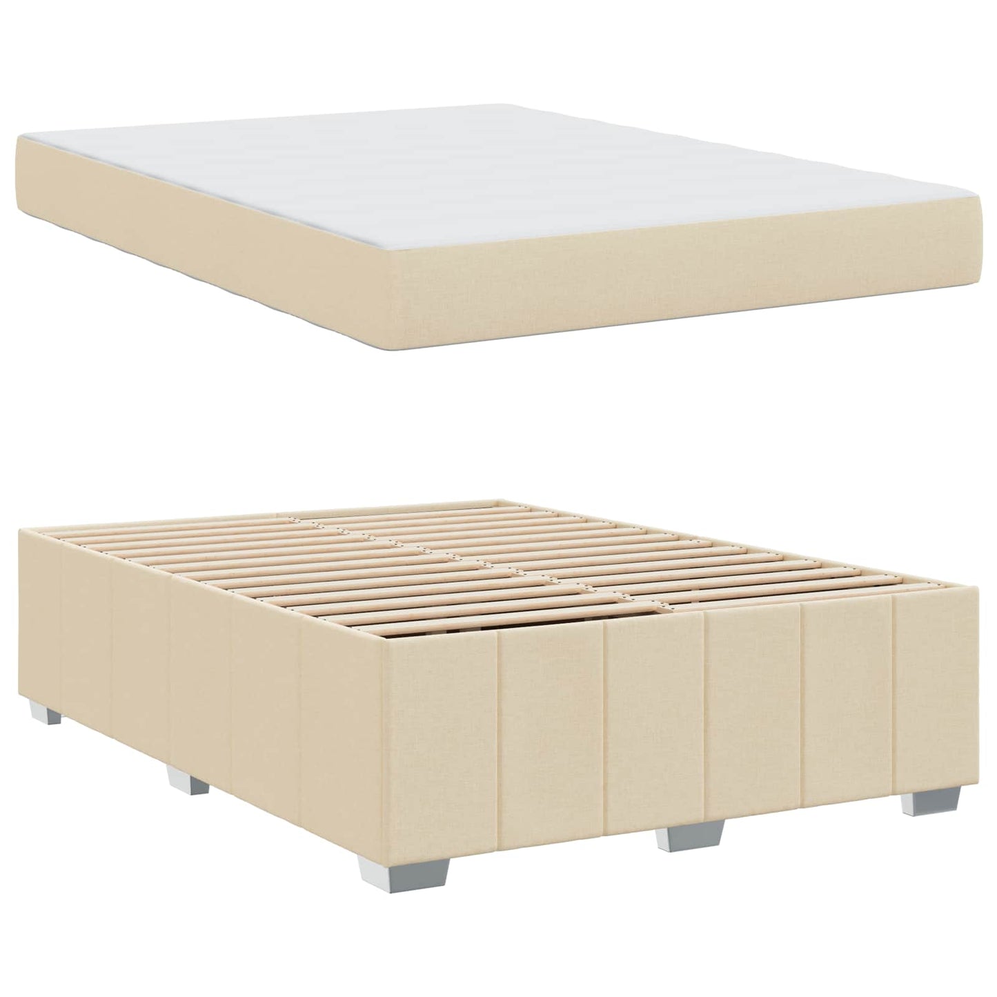 Struttura del letto con materasso Crema 160 x 200 cm Tessuto