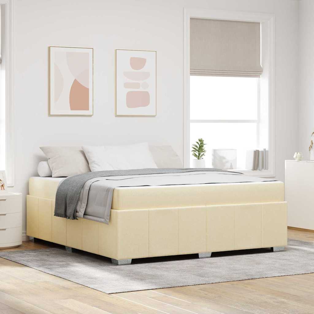 Struttura del letto con materasso Crema 180 x 200 cm Tessuto