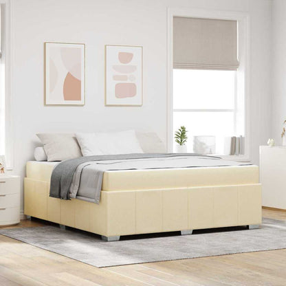 Struttura del letto con materasso Crema 180 x 200 cm Tessuto