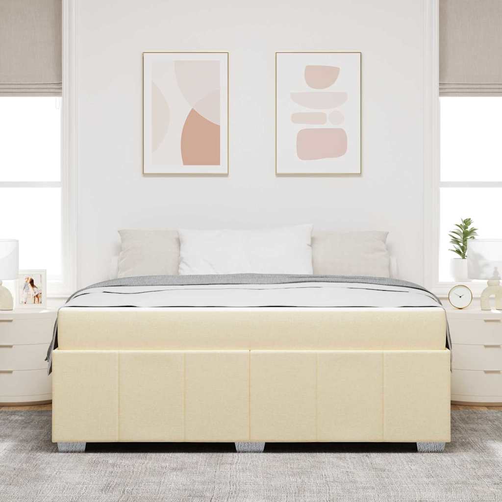 Struttura del letto con materasso Crema 180 x 200 cm Tessuto