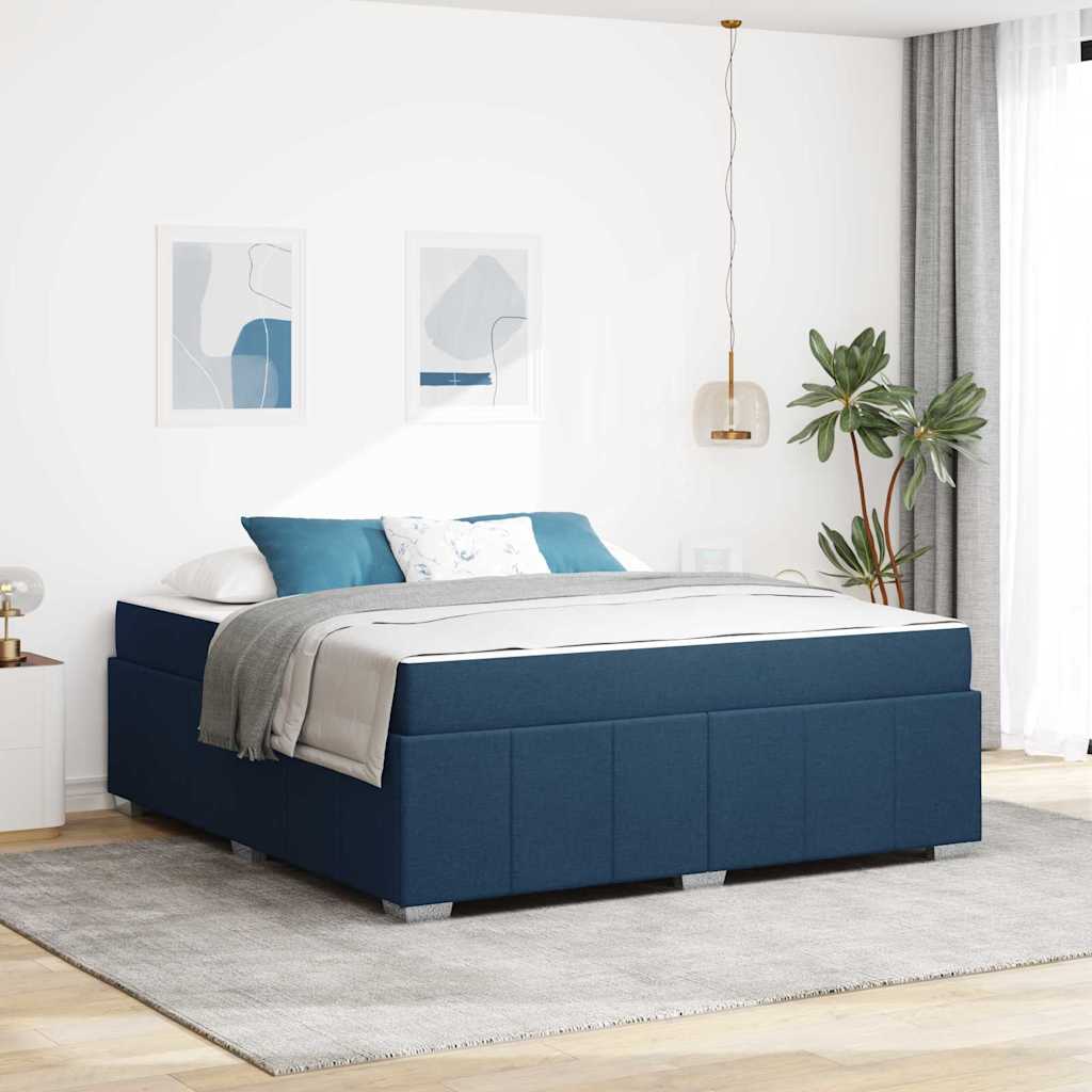 Struttura del letto con materasso Blu 180 x 200 cm Tessuto