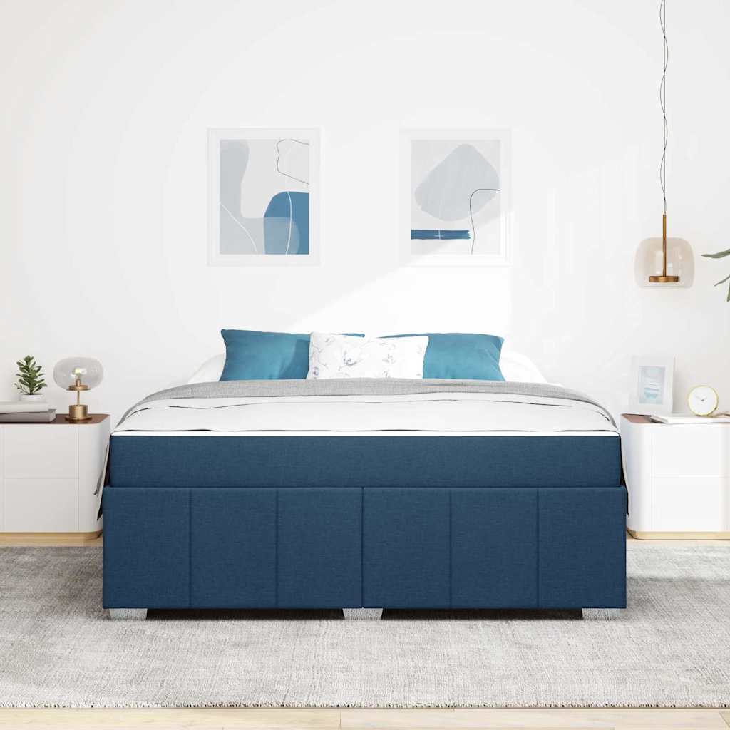 Struttura del letto con materasso Blu 180 x 200 cm Tessuto