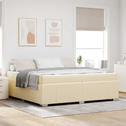 Struttura del letto con materasso Crema 200 x 200 cm Tessuto