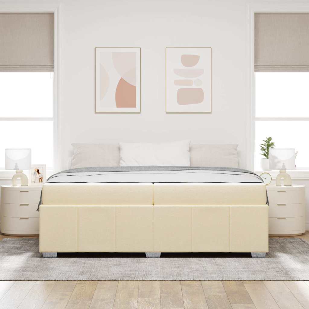 Struttura del letto con materasso Crema 200 x 200 cm Tessuto