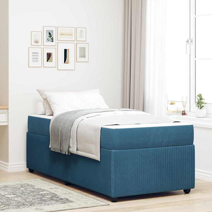 Struttura del letto con materasso Blu 80 x 200 cm Tessuto