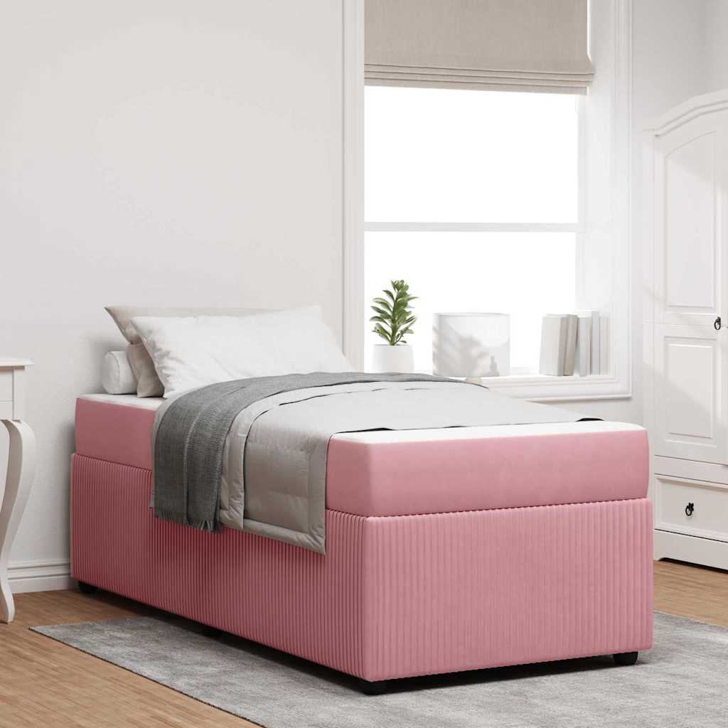 Struttura del letto con materasso Rosa 80 x 200 cm Tessuto