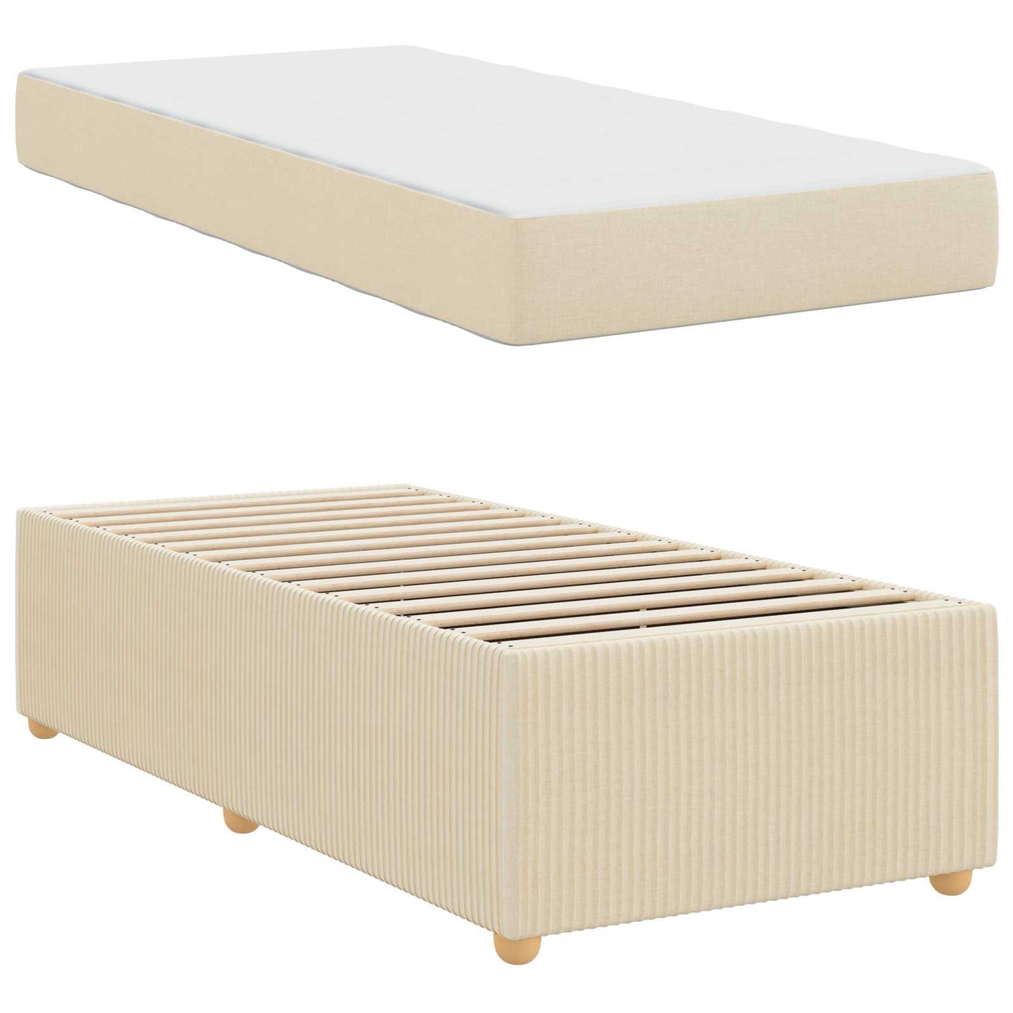 Struttura del letto con materasso Crema 90 x 190 cm Tessuto