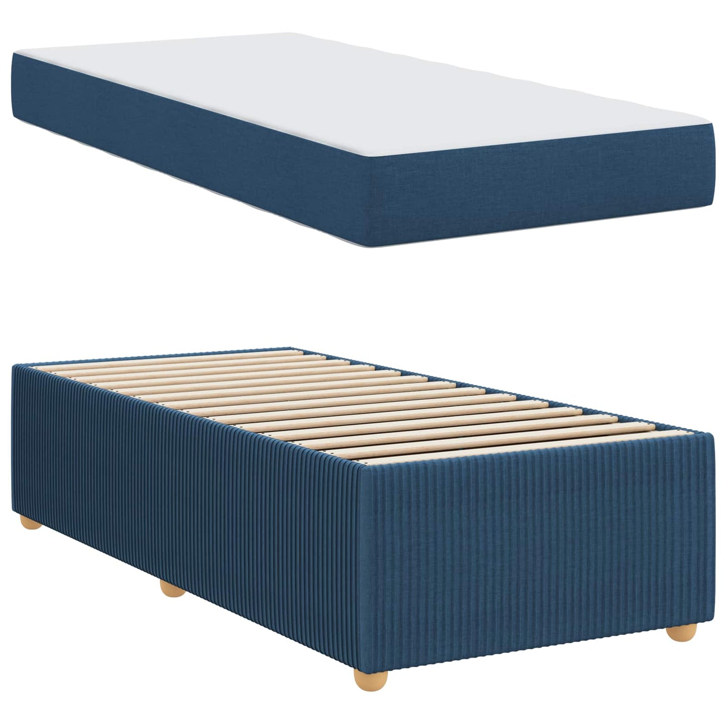 Struttura del letto con materasso Blu 90 x 190 cm Tessuto