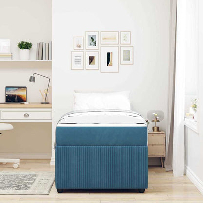 Struttura del letto con materasso Blu 90 x 190 cm Tessuto