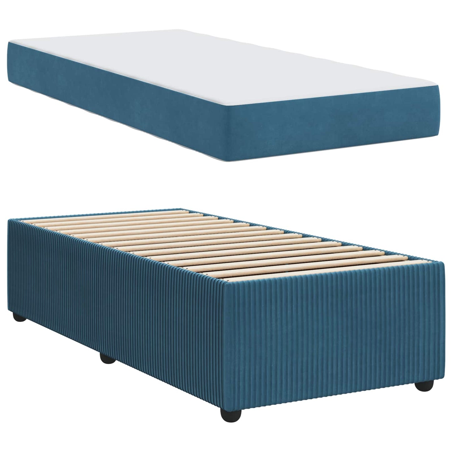 Struttura del letto con materasso Blu 90 x 190 cm Tessuto