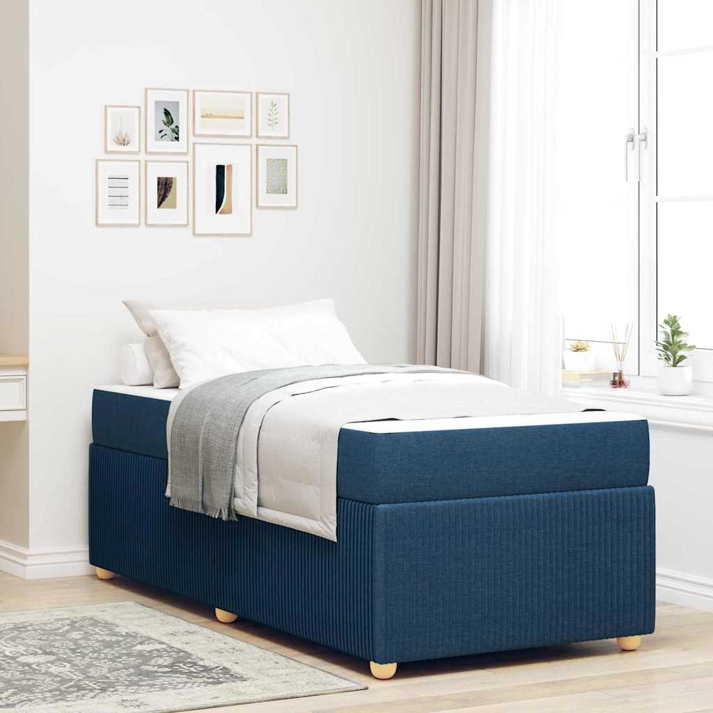 Struttura del letto con materasso Blu 90 x 200 cm Tessuto