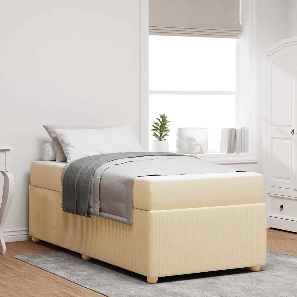 Struttura del letto con materasso Crema 100 x 200 cm Tessuto