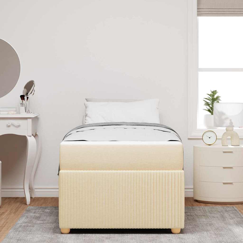 Struttura del letto con materasso Crema 100 x 200 cm Tessuto