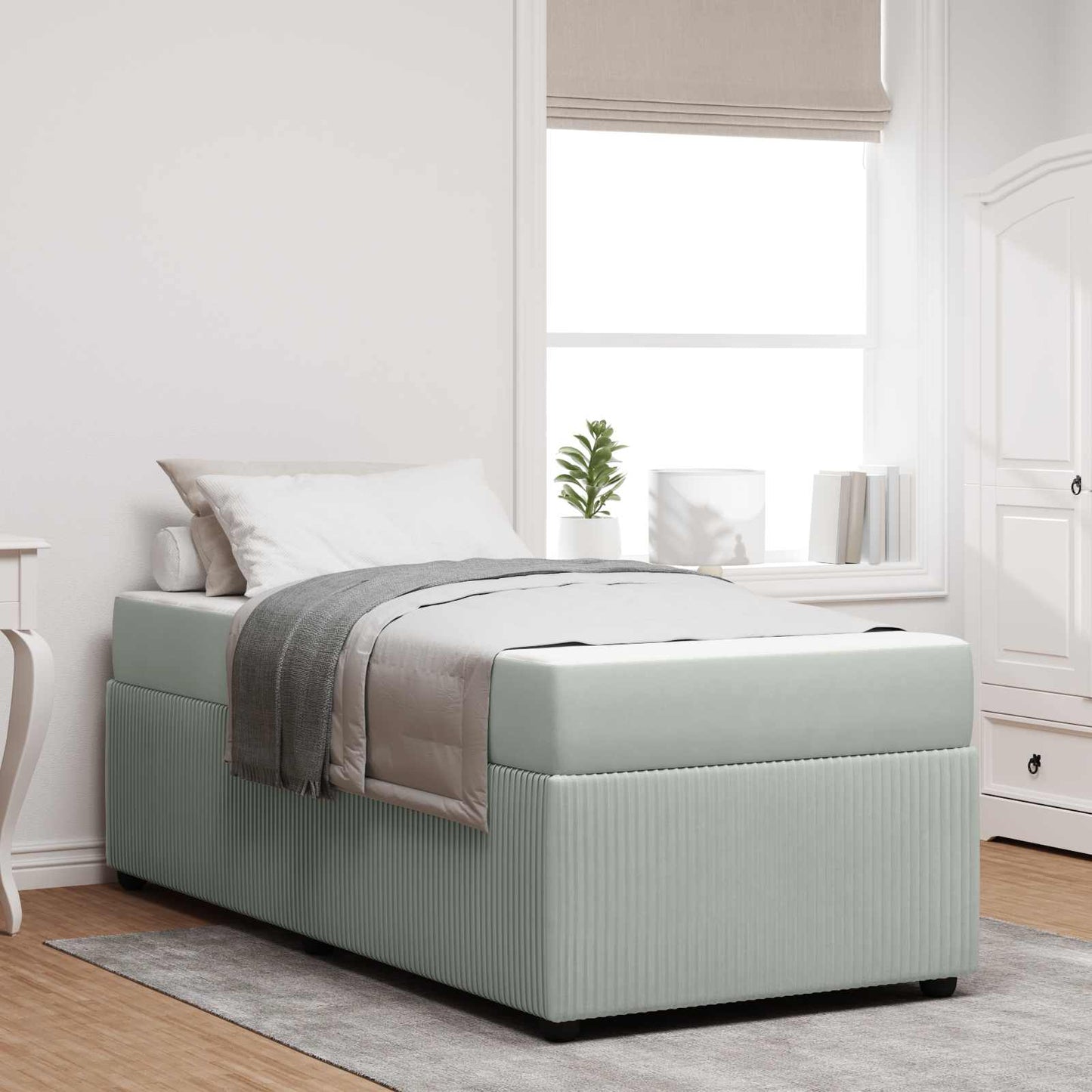 Struttura del letto Grigio chiaro 100 x 200 cm Tessuto