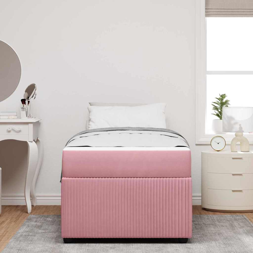 Struttura del letto con materasso Rosa 100 x 200 cm Tessuto