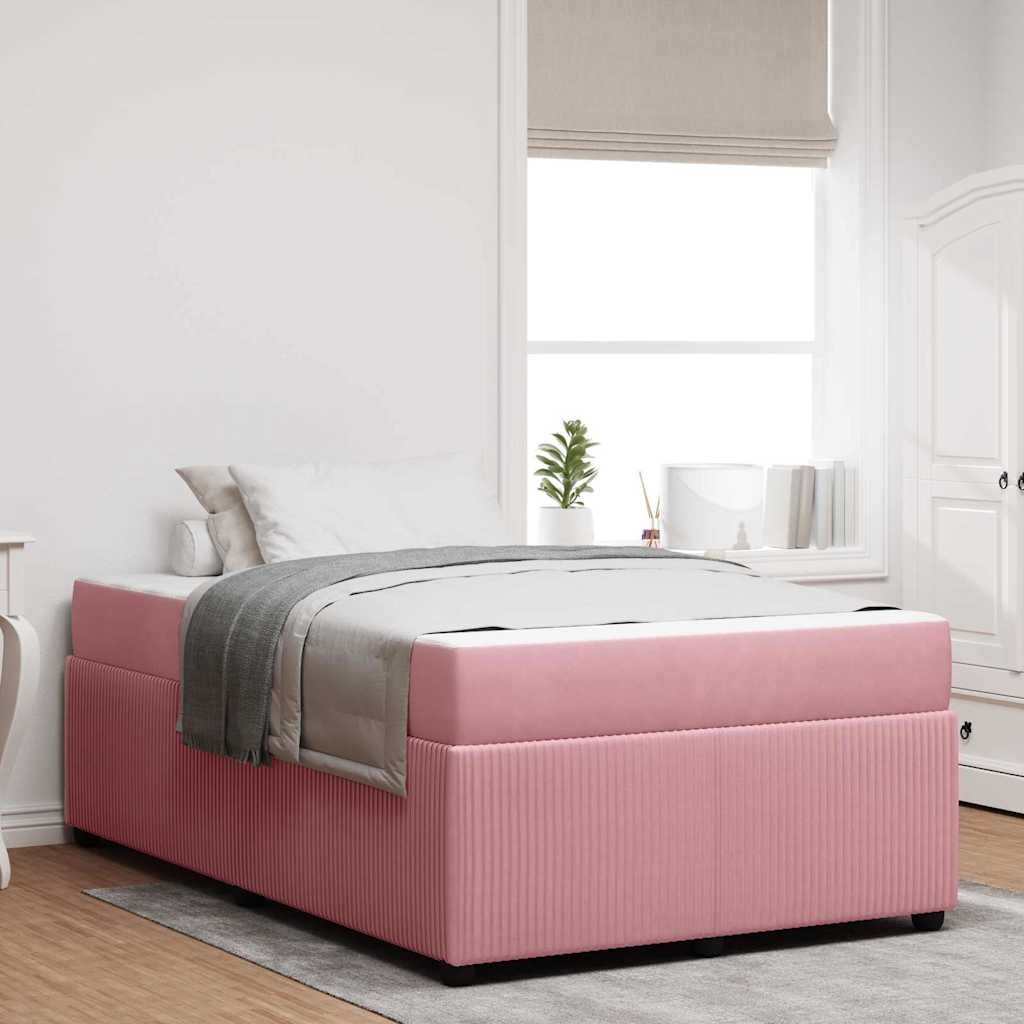 Struttura del letto con materasso Rosa 120 x 190 cm Tessuto