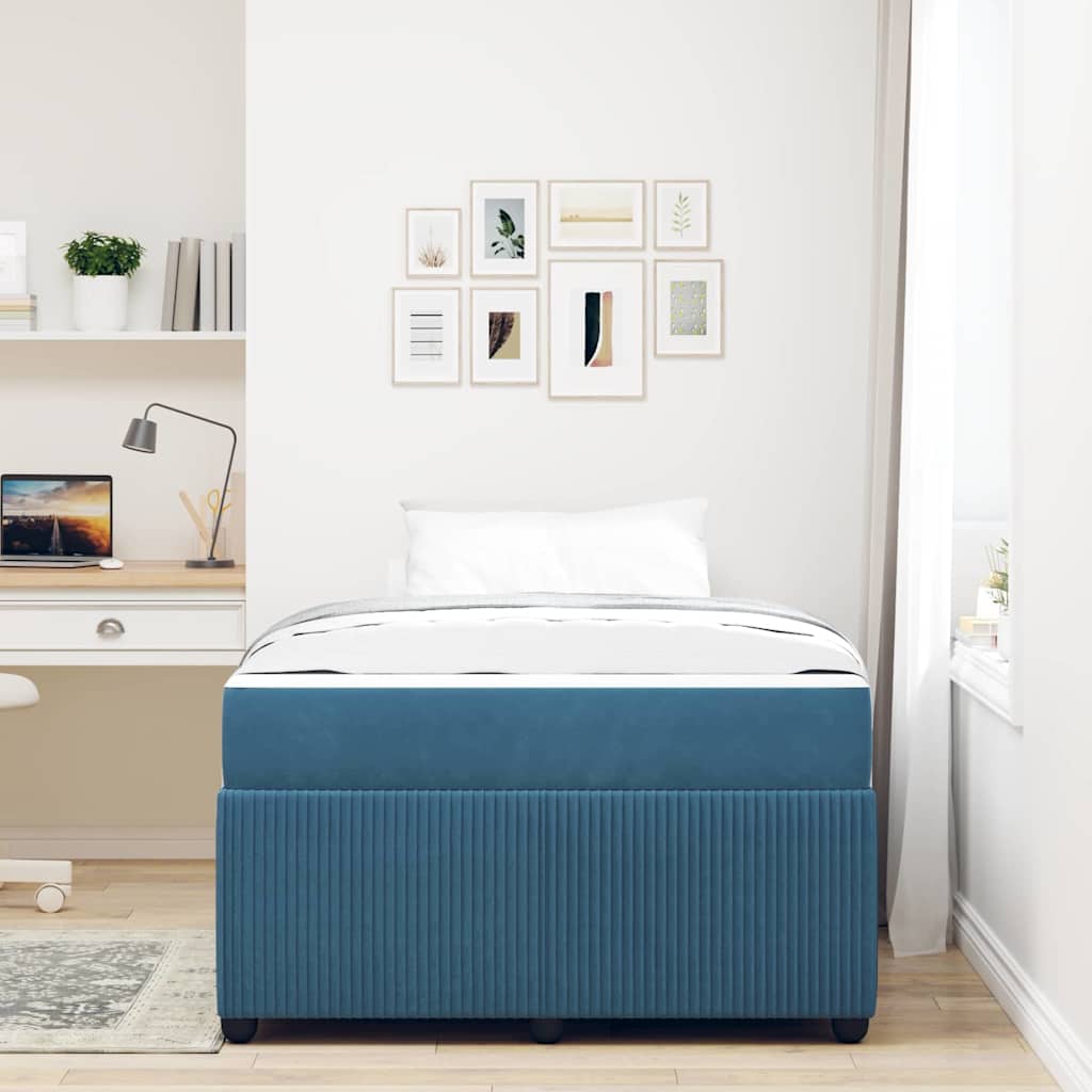 Struttura del letto con materasso Blu 120 x 200 cm Tessuto