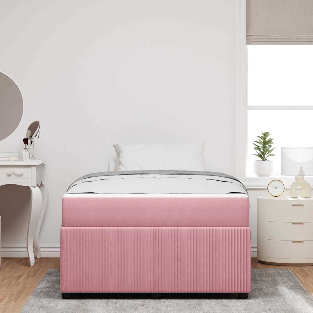 Struttura del letto con materasso Rosa 120 x 200 cm Tessuto